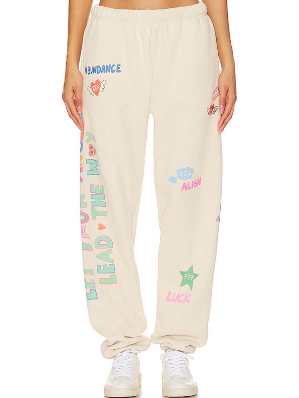 Mayfair Group angels all around Cream Graphic Cozy Joggers with Pastel Motifs